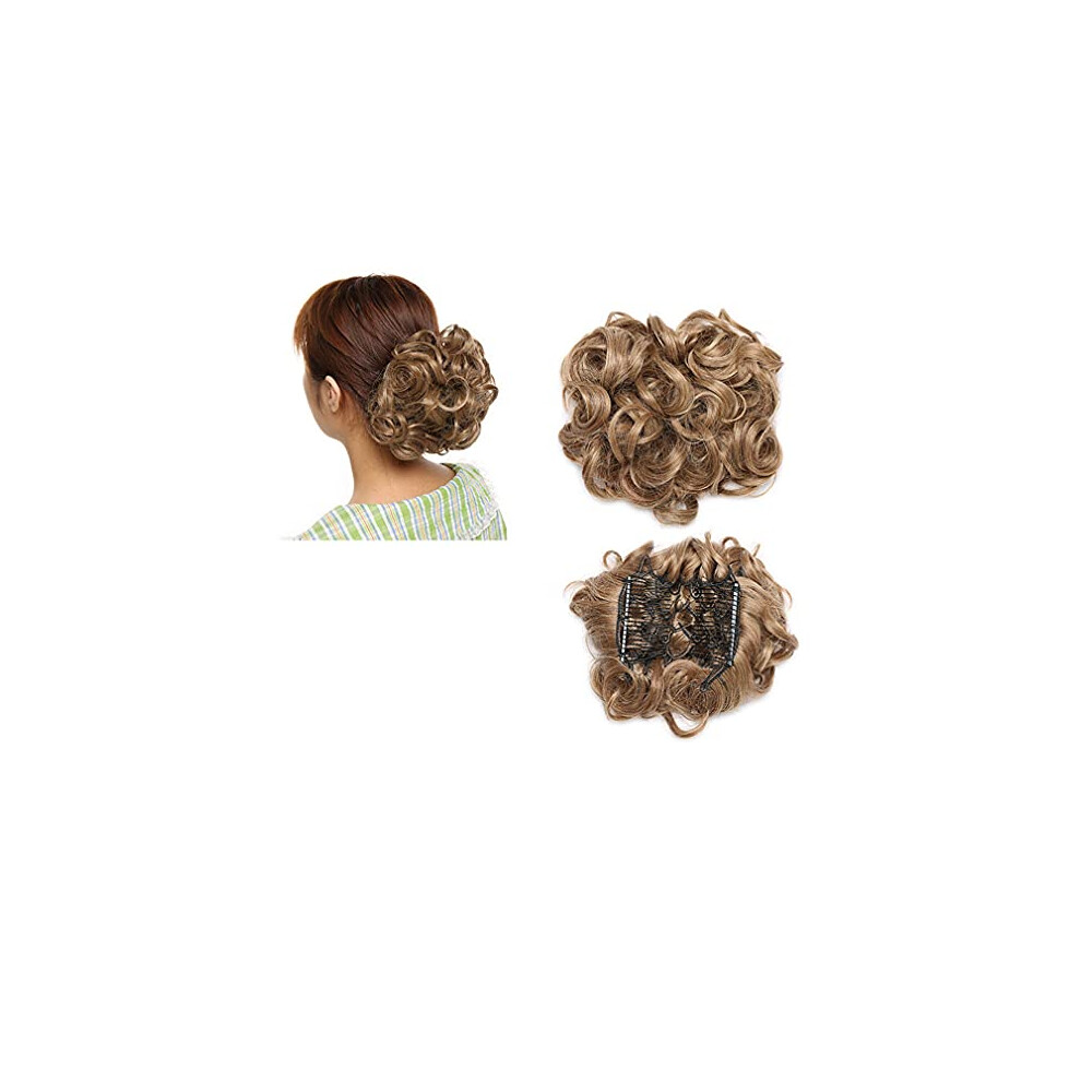 Unisex Synthetic Hair Bun Curly Hair Extension For Women, Easy Clipon Messy Updo Chignon 12H24