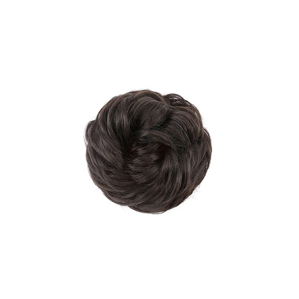 Unisex Hair Bun Extension With Natural Volume Boost, Synthetic Messy Bun Hairpiece Clip For Ponytail