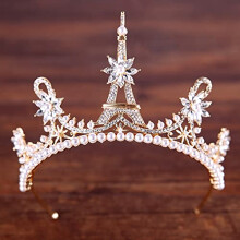 Gold Crystal Bridal Tiara Crown for Bride with Diamondlike Sparkle and Adjustable Comfortable Fit