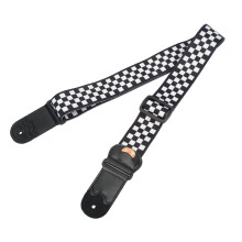 tracolla regolabile in nero e bianco a quadri per chitarra elettrica e basso con tasca porta plettri