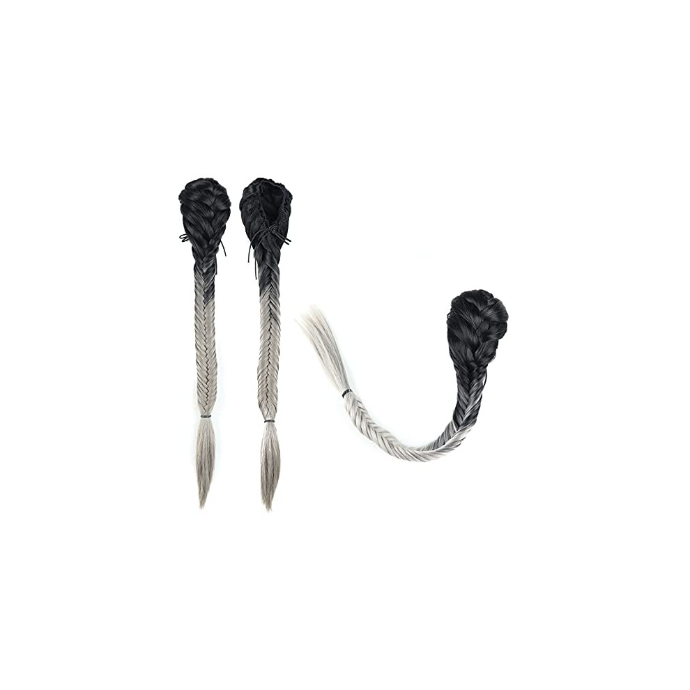Unisex 22 Inch Fishtail Braid Ponytail Extension With Secure Claw Clip, Ombre Heat Resistant Hairpiece