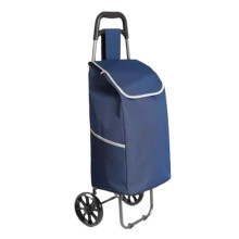 Foldable Shopping Trolley with Wheels and Lid, Lightweight Waterproof Grocery Cart with Detachable Bag