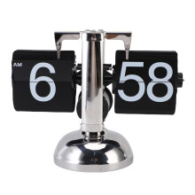 Retro Flip Clock with Silent Operation, Stainless Steel Frame, Clear Time Display for Home Office