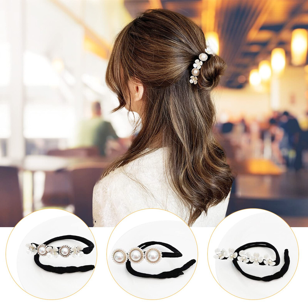 Pearl Hair Bun Maker Set for Women Girls, Donut Bun Maker with Fast Styling and Volume Boost