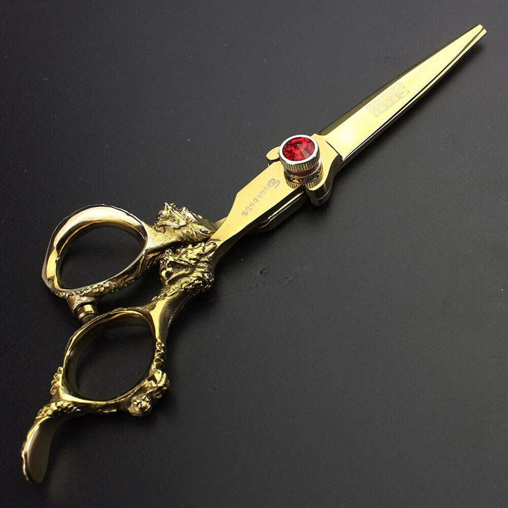 Gold Hair Cutting Scissors 6 Inch Japanese 440C Stainless Steel Barber Shears With Sharp Blades
