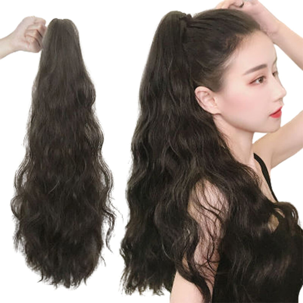 Unisex Long Wavy Ponytail Hair Extension 45Cm Synthetic Curly Clip In Ponytail For Instant Volume Boost
