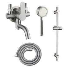 304 Stainless Steel Wall Mounted Shower Faucet Set with Hot and Cold Water Mixer Valve