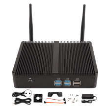 PC industriale silenzioso con design senza ventola, Wi-Fi dual band, doppia uscita video, processore Intel Celeron N3150 quad-core, 8 GB di RAM, SSD