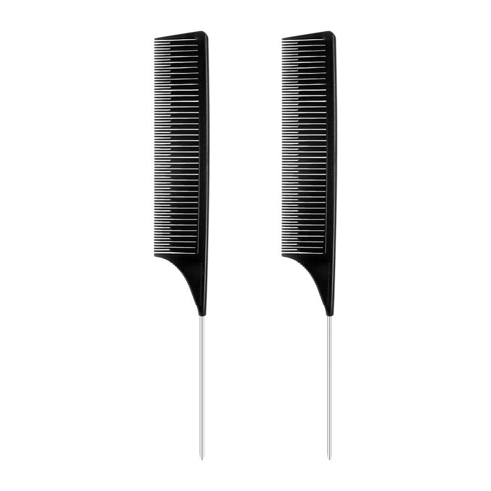 Unisex Rat Tail Comb 2 Pack With Stainless Steel Pintail, Heat Resistant Anti Static Teasing Comb For Women