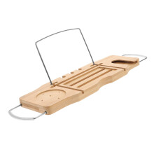 Bamboo Bathtub Tray Adjustable NonSlip Caddy for Wine, Phone, Snacks Fits Standard Tubs