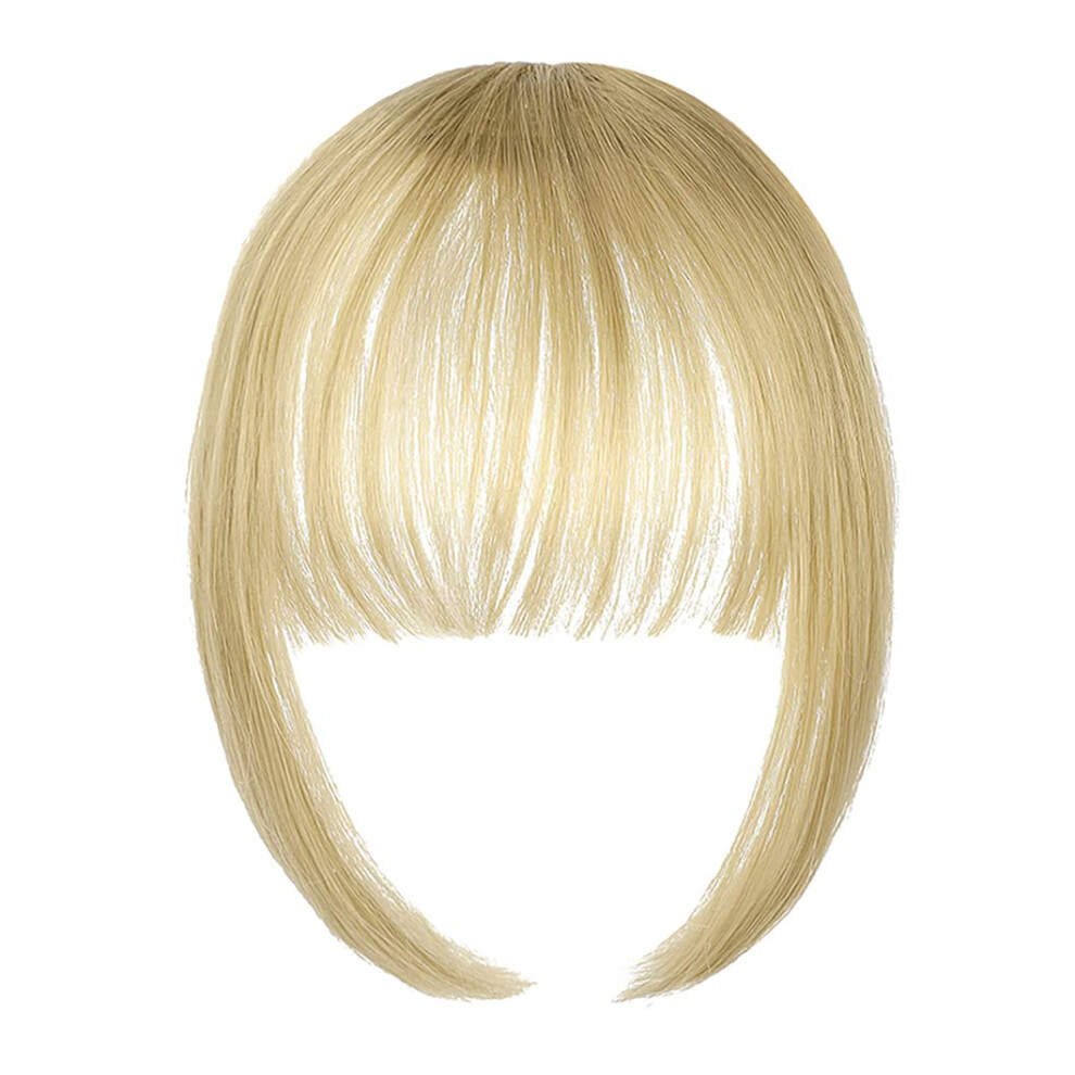 Unisex Clip In Hair Extensions With Synthetic Fake Bangs Wig, Heat Resistant Fringe, Color 24 Hairpiece