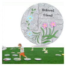 Round Resin Garden Stepping Stones 10 Inch Decorative Pavers for Walkway Yard Lawn