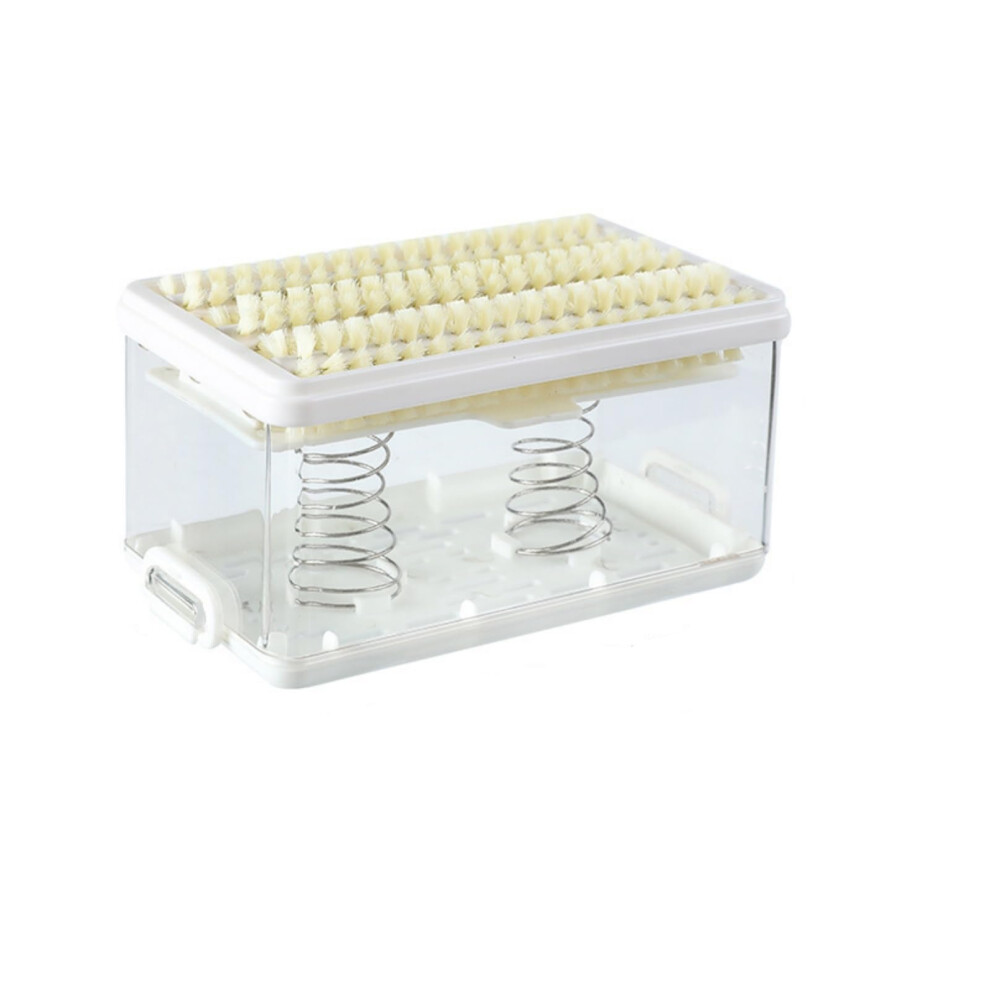 Foaming Soap Dispenser With Builtin Scrubbing Brush And Drainage Box For Kitchen Sink (White) 9365369358843