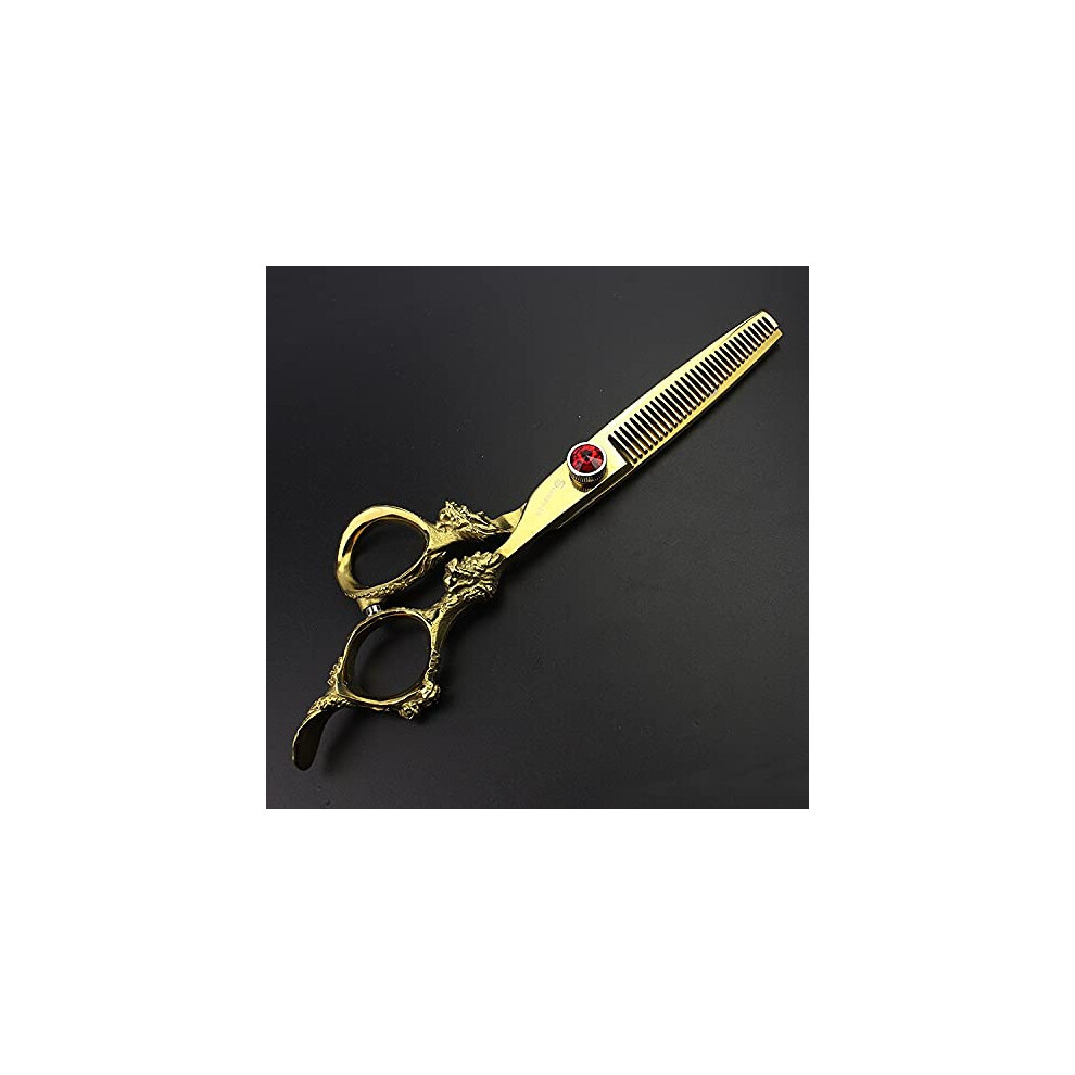 Golden Hair Thinning Scissors, 6 Inch Japanese Stainless Steel Ergonomic Barber Shears