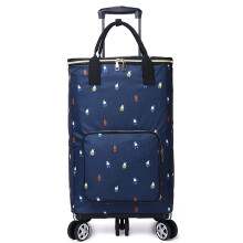 Foldable Shopping Cart with Wheels and Adjustable Handle Height, 20KG Load Capacity, Compact Design