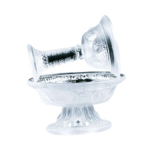 2pcs Buddhist Offering Cups Transparent Footed Crystal Bowls for Home Spiritual Worship