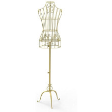 Female Mannequin Dress Form with Adjustable Height Metal Wire Stand for Sewing and Display