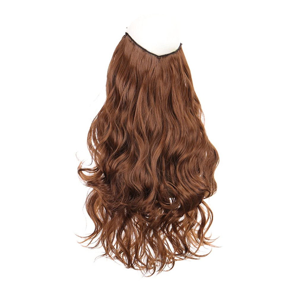 Unisex Invisible Wire Hair Extensions 22 Inch Synthetic Wavy Hairpiece, Heatresistant, Clip Comfort