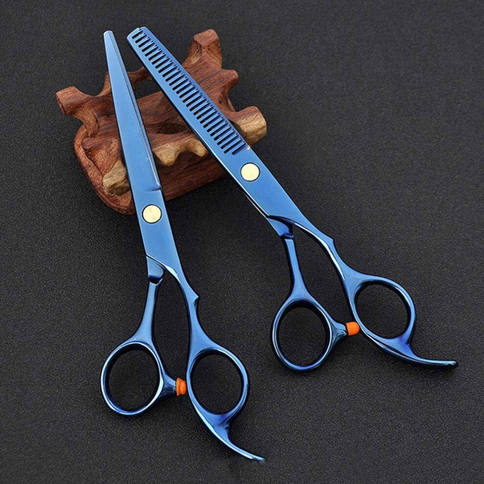 Blue Hair Cutting Scissors 2Pcs Japanese Stainless Steel Ultra Sharp Ergonomic Barber Shears