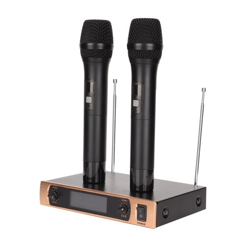 Professional UHF Wireless Microphone Set Auto Scan Selectable Frequencies Dynamic Microphone Cardioid Polar Pattern Durable Metal Construction Long 2