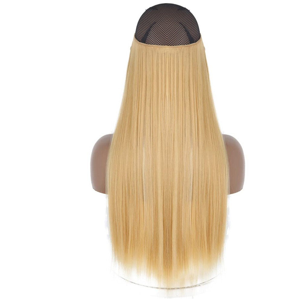 Unisex Halo Hair Extensions 22 Inch 22H6131 Invisible Wire Wavy Synthetic Hairpiece For Instant Volume Boost
