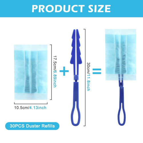 Dust Duster Set with 30 Disposable Refills, Electrostatic Microfiber Foldable Handle for Home and Office Cleaning 2