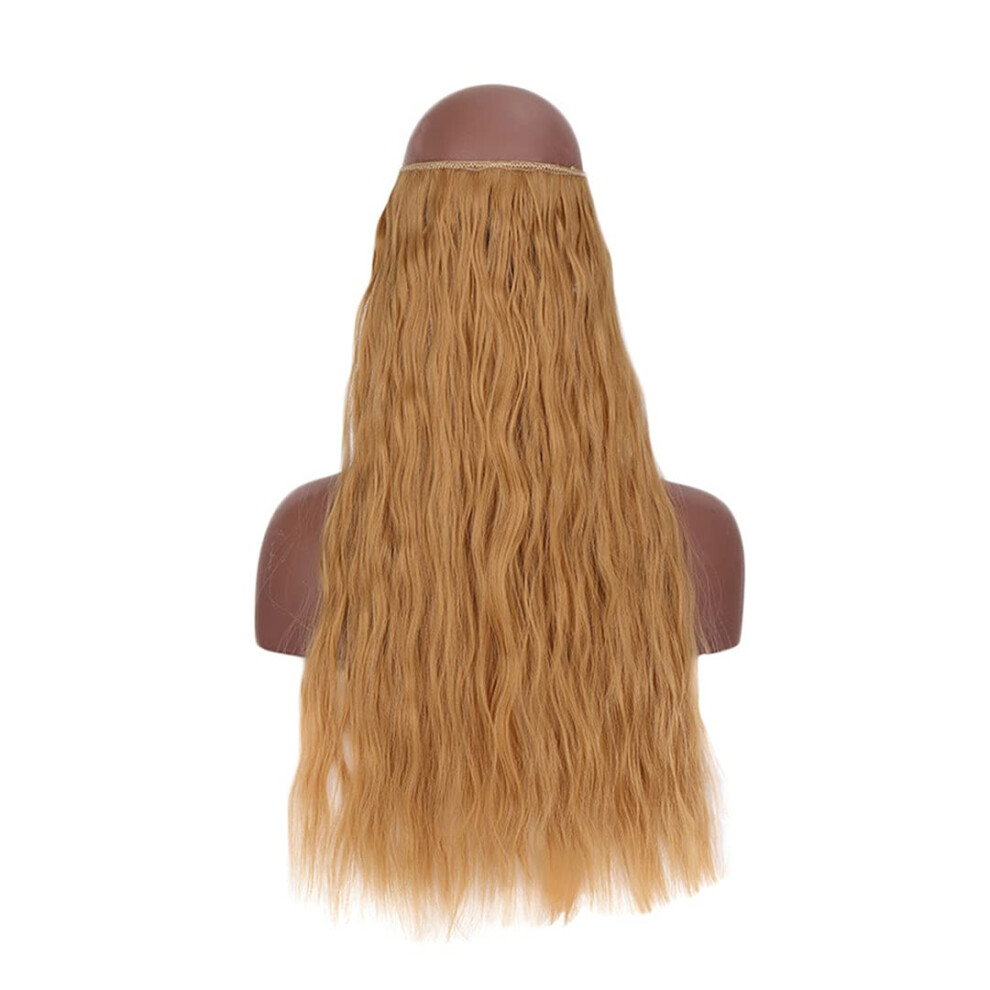Unisex 24 Inch Invisible Wire Hair Extensions Natural Wave No Clip Synthetic Hairpiece 1032 Color