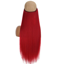24 Inch Curly Hair Extensions Invisible Wire Heat Resistant Synthetic Hairpiece for Instant Length