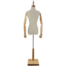Female Mannequin Torso for Clothing Display, Adjustable Height Dress Form with Solid Wood Base
