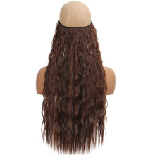 Invisible Wire Hair Extensions 24 Inch No Clips Synthetic Hairpiece for Women Heat Resistant