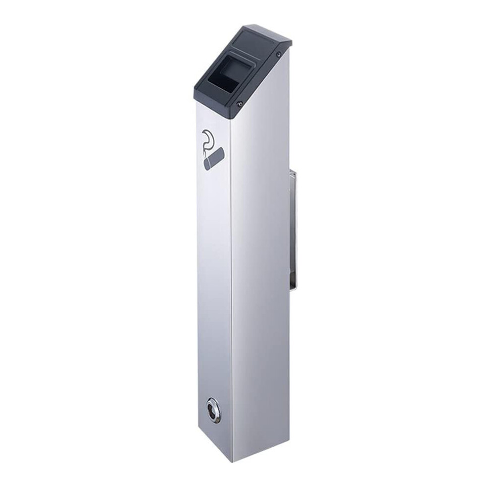Stainless Steel Wall Mounted Ashtray Lockable Outdoor Cigarette Receptacle for Smoking Areas
