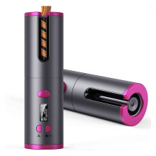 Cordless Hair Curler with Automatic Rotating Barrel, Ceramic, 6 Heat Settings, Rechargeable Styling Wand