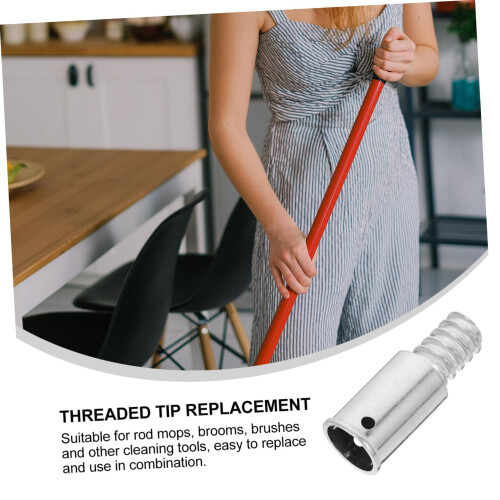 2pcs Metal Threaded Mop Handle Replacement Kit with Durable BreakResistant Tip for Broom and Cleaning Tools 2