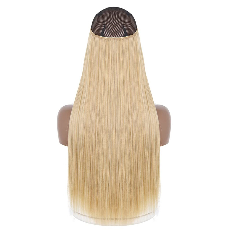 Unisex 22 Inch Halo Hair Extensions Invisible Wire Heat Resistant Synthetic Hairpiece For Instant Volume