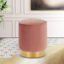 Round Fabric Ottoman Footstool with Shoe Storage, Nordic Style Pouffe for Living Room and Bedroom