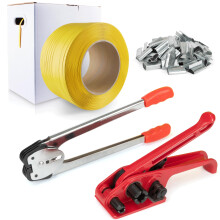 Heavy Duty Poly Strapping Tensioner Tool Set with 3280ft PP Banding Roll and 100 Metal Seals for Packing
