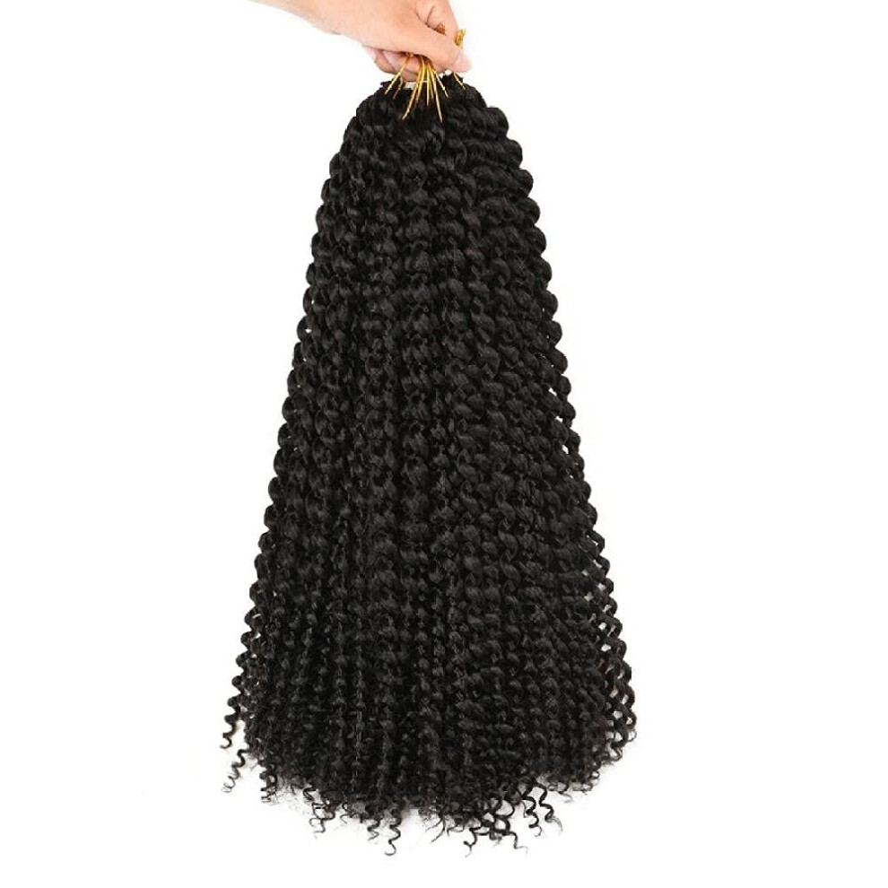 1B Color Synthetic Braided Wig with Long Water Wave Crochet Hair Extensions for Natural Look