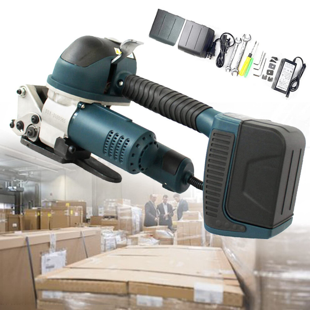 Battery Powered Electric Strapping Tool 604000N With Dual 4000Mah Batteries For Pp Pet Straps 9174973379782