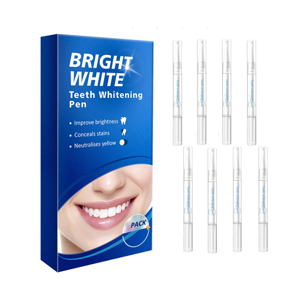 Mint Teeth Whitening Pen Pack of 8, LowSensitivity FastDrying Gel Whitener with Precision Brush Tip