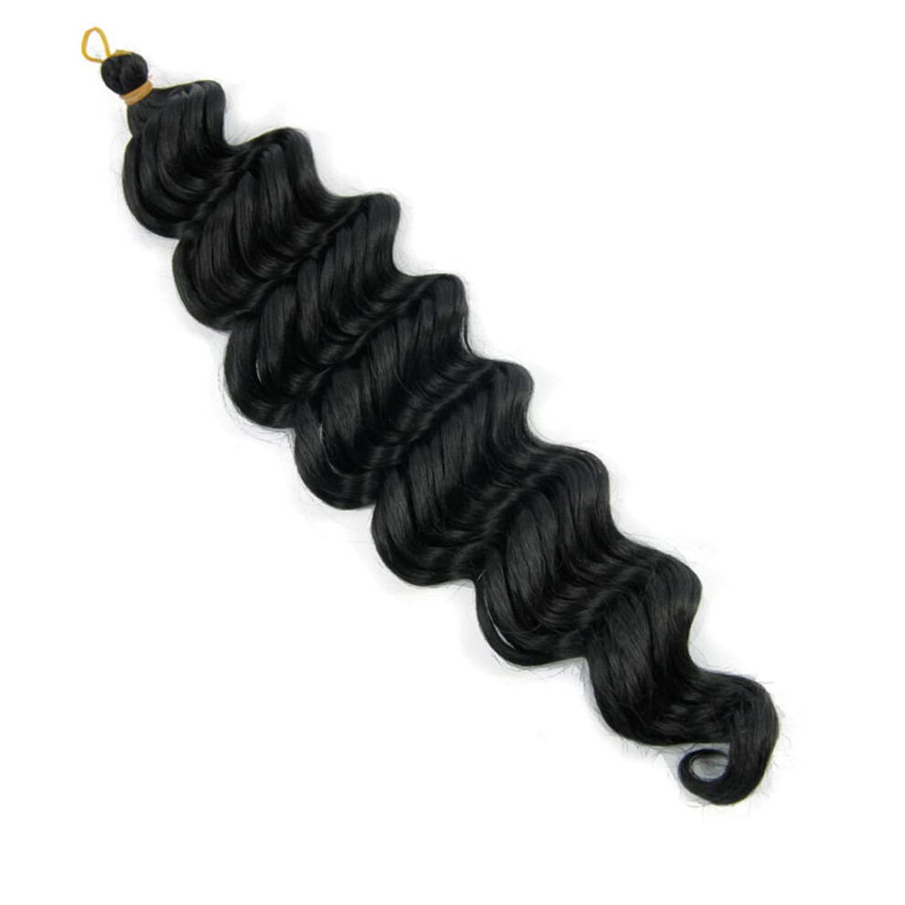 Crochet Hair Extensions 22 Inch Deep Wave Synthetic Braids 1B Natural Wavy Volume 5pcs Set