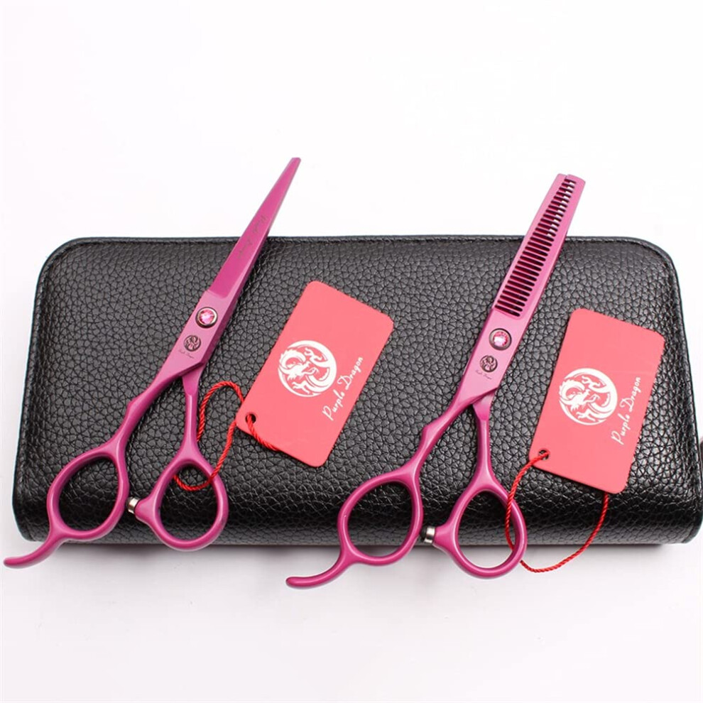 Left Hand Hairdressing Scissors Set 5.5 Inch Japanese Steel with Thinning Shears and Leather Case