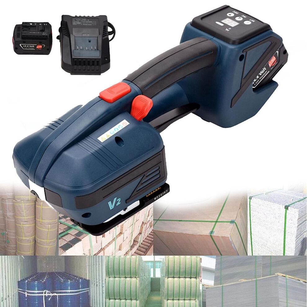 Electric Strapping Tool With 4000Mah Battery, Automatic Weld And Cut For Pet Pp Straps, 2 Batteries 9164114482686