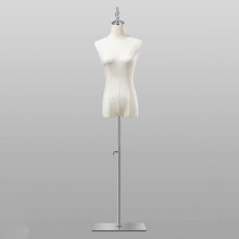 Adjustable Female Dress Form Mannequin Torso with Linen Cover and Stable Metal Stand for Sewing Display