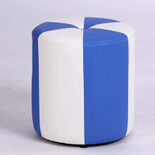 Round Leather Ottoman Footstool with Soft Padding, Cube Design for Living Room Decor and Shoe Changing