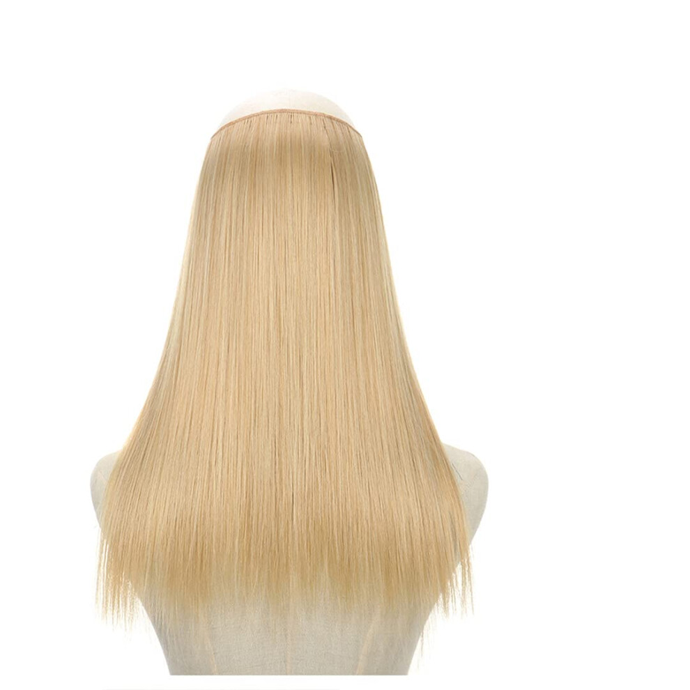 Unisex 22 Inch Ombre Halo Hair Extensions Synthetic Long Straight Invisible Wire Hairpiece