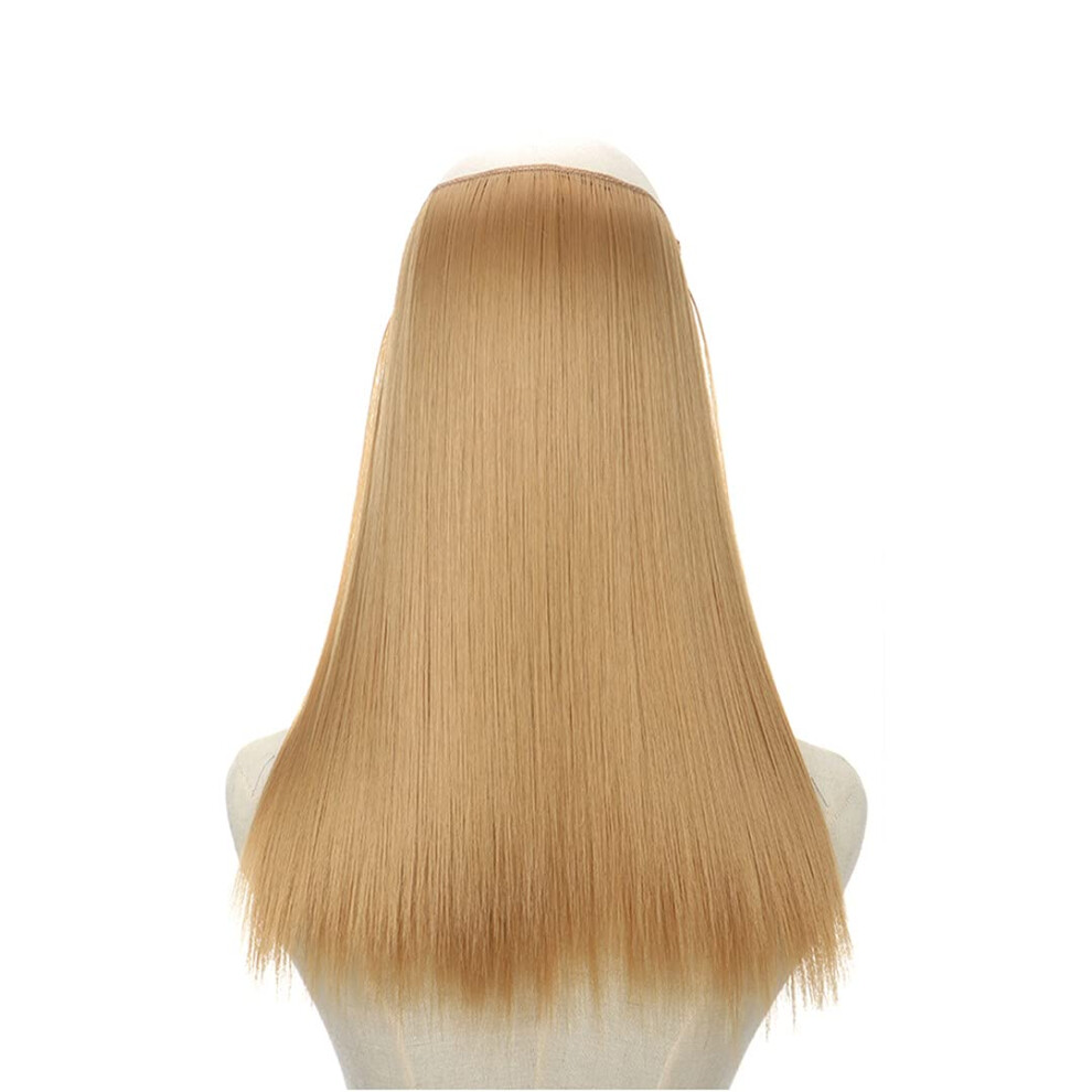 16 Inch Halo Hair Extensions Color 27 Invisible Wire Synthetic Hairpiece Heat Resistant Ombre