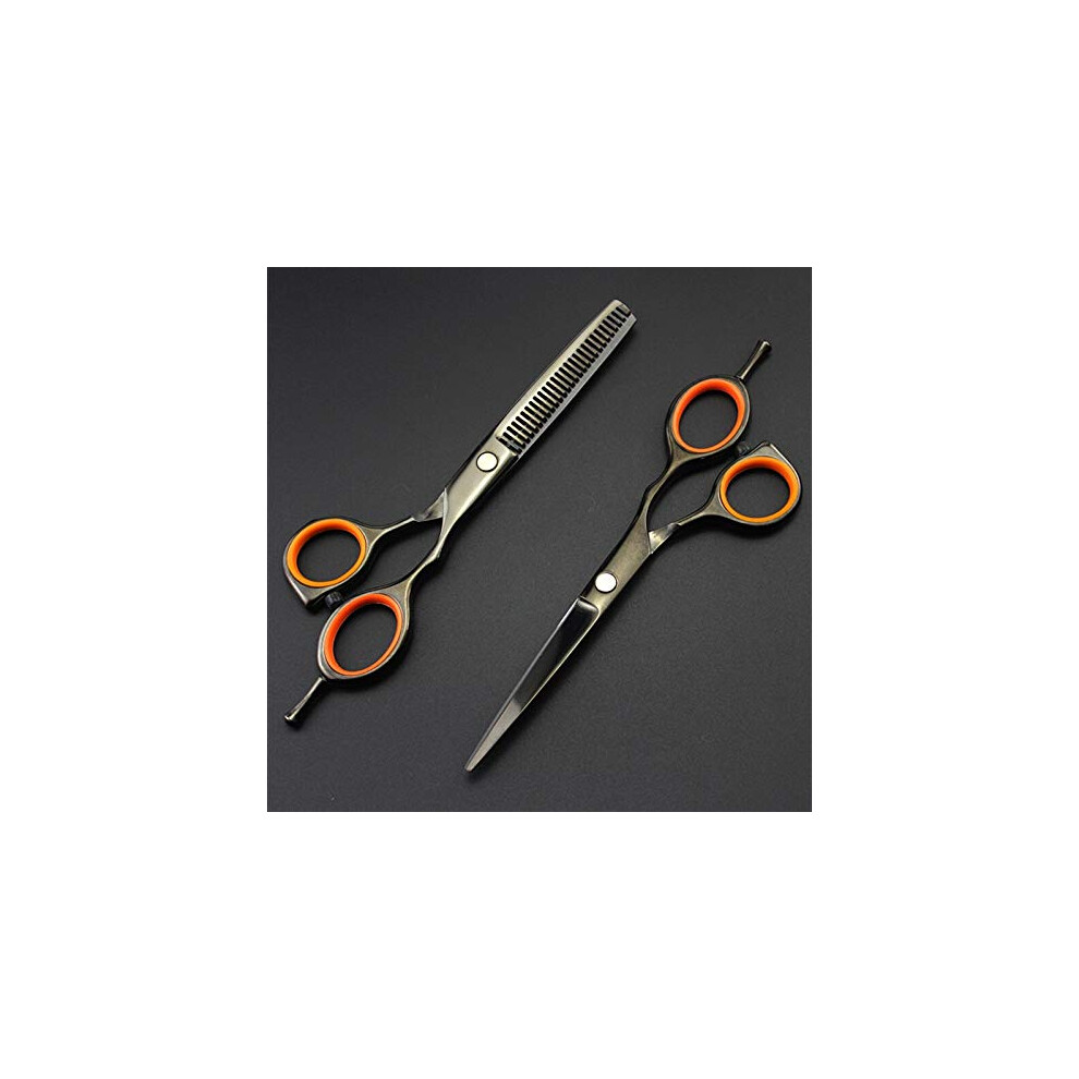 Hair Cutting Scissors Set, Japanese Stainless Steel Barber Shears with Thinning Scissors, Black