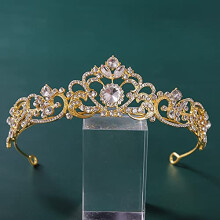 Bridal Crown with Comb for Bride, Vintage Crystal Alloy Wedding Tiara, Black Zinc Plated