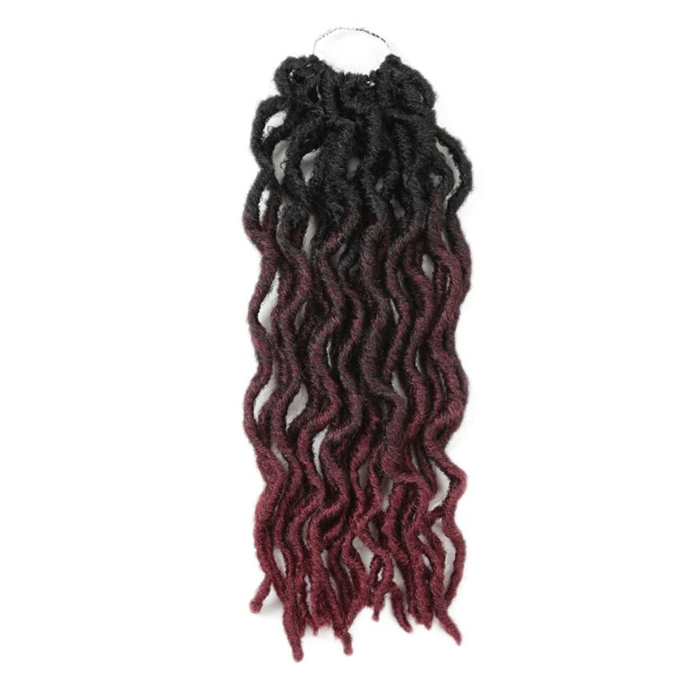Unisex Black 12 Inch Ombre Faux Locs Crochet Hair Extensions, Prelooped Synthetic Dreadlocks For Women, 5 Pcs