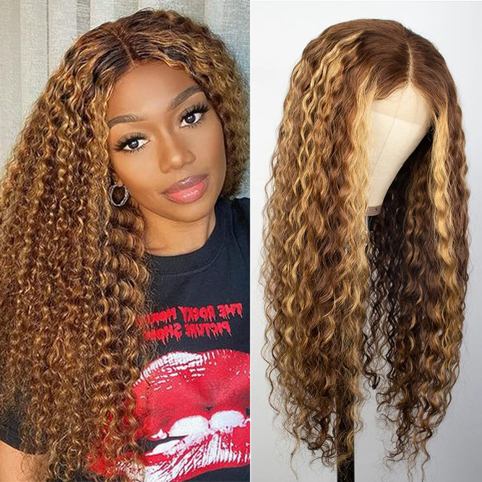 Unisex 24 Inch Body Wave Human Hair Lace Front Wig 13X1 Hd Lace Frontal 180 Density Honey Blonde Ombre